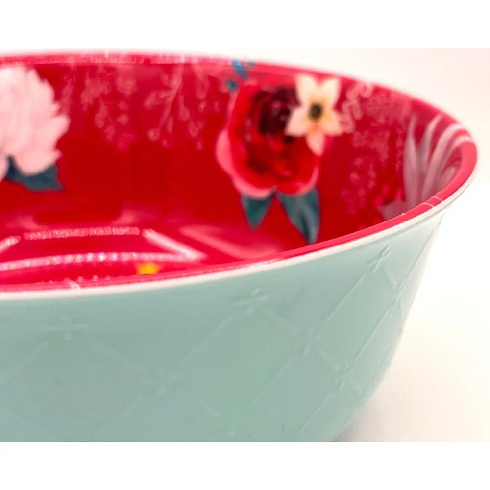 Pioneer Woman 100% Melamine Textured Holiday Bowl Textured Christmas Tree Flower